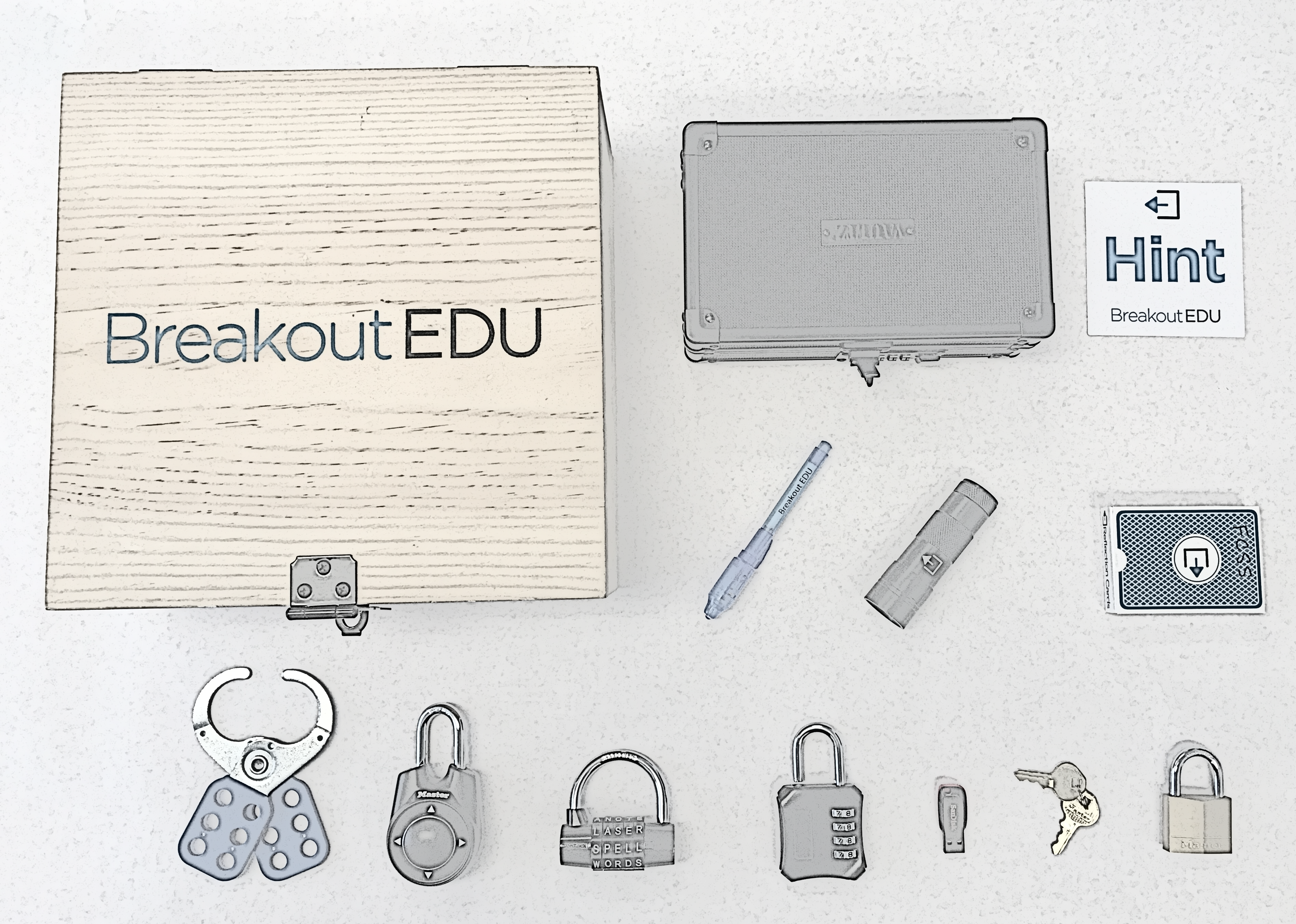 BreakoutEDU box and contents